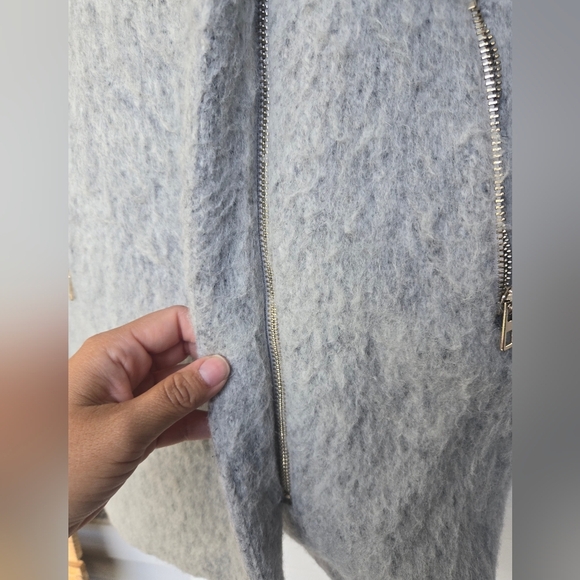 H&M Women's Wool Blend Zip Front Coat, Gray, Size 2 - Picture 6 of 15